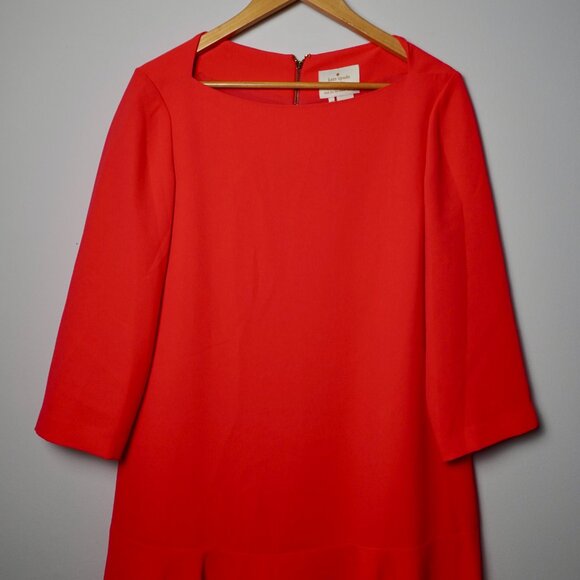 Elegant Kate Spade 3/4 Sleeve Shift Dress - Flounce Hem Peplum - Picture 2 of 6